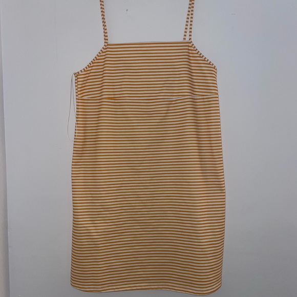Spaghetti strap mini dress from Zara, Size L, Yellow and white stripes - Picture 1 of 2